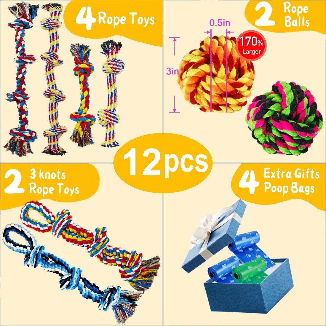 12 piece dog toy kit