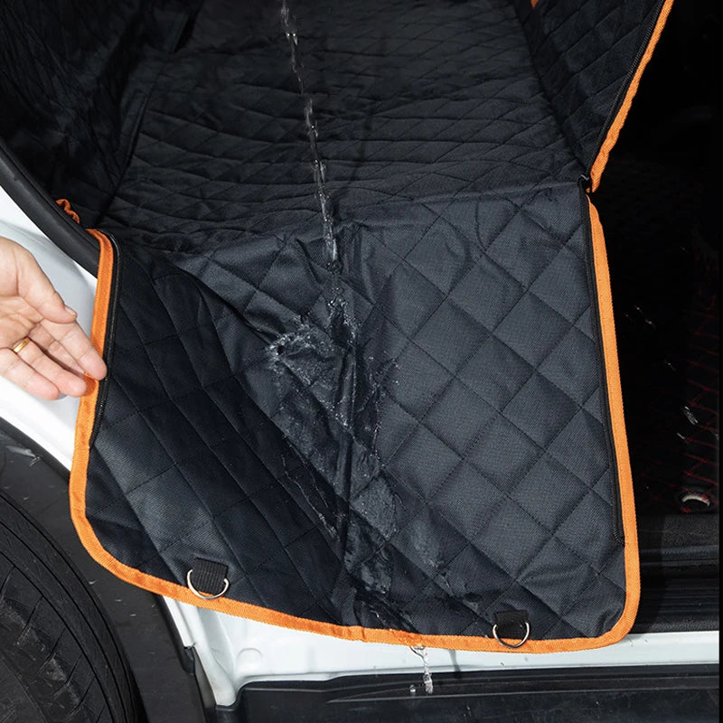 Waterproof Car Seat Cover with Visual Mesh Window and Side Zipper for Dogs and Cats - Travel Mat Hammock for Pet Carriers