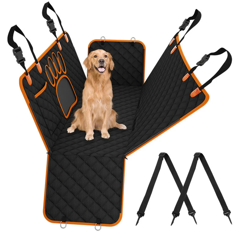 Waterproof Car Seat Cover with Visual Mesh Window and Side Zipper for Dogs and Cats - Travel Mat Hammock for Pet Carriers