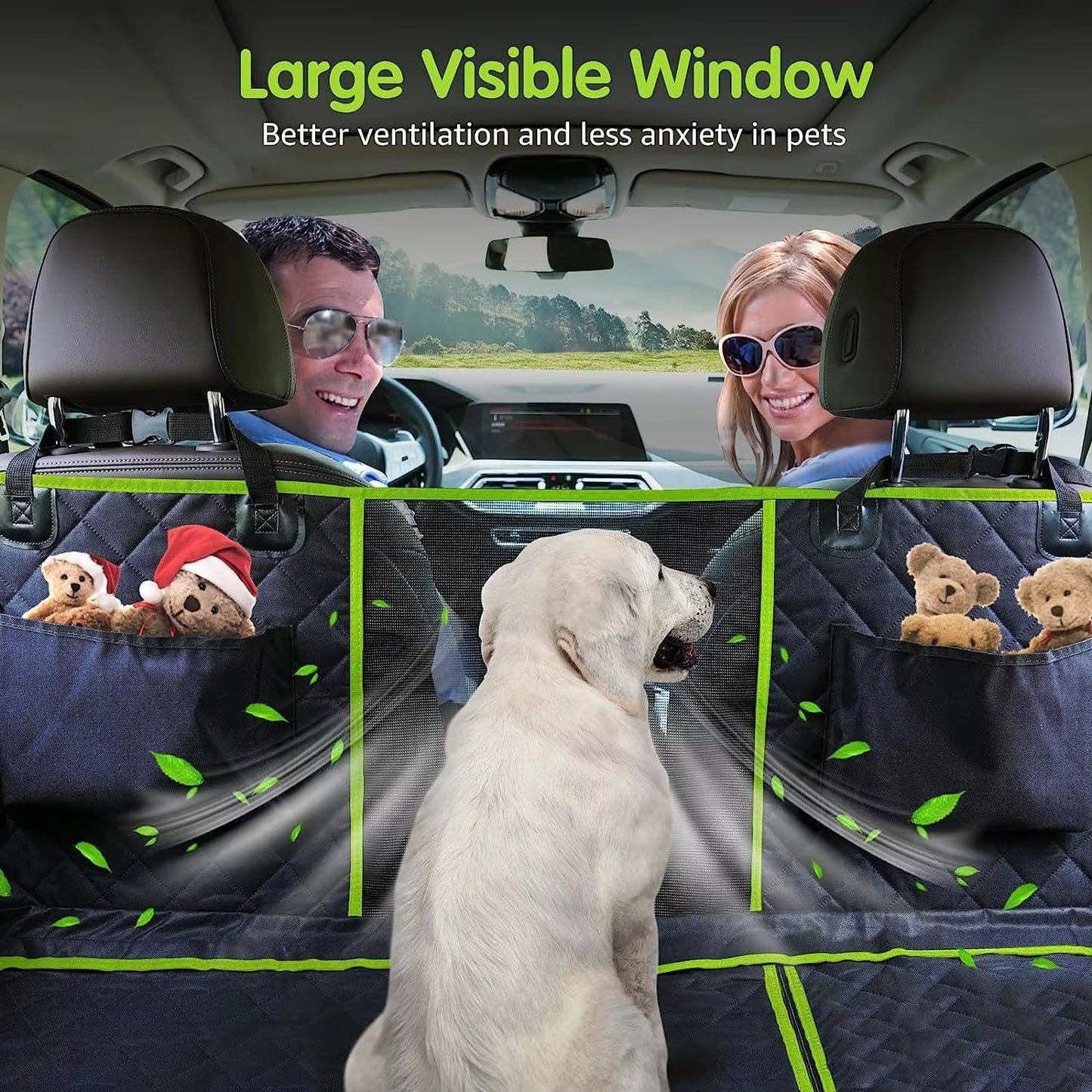 Enhanced 6-in-1 Waterproof Dog Car Seat Cover for Back Seat, Non-Slip Hammock Design for Cars, Trucks, and SUVs