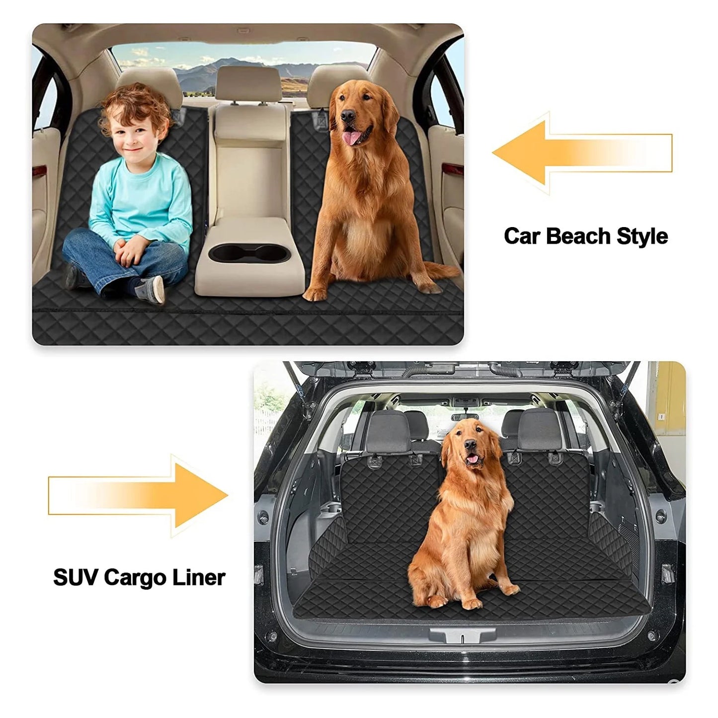 Premium Waterproof Dog Car Seat Cover - Ultimate Back Seat Protector with Adjustable Seat Belts in Stylish Black