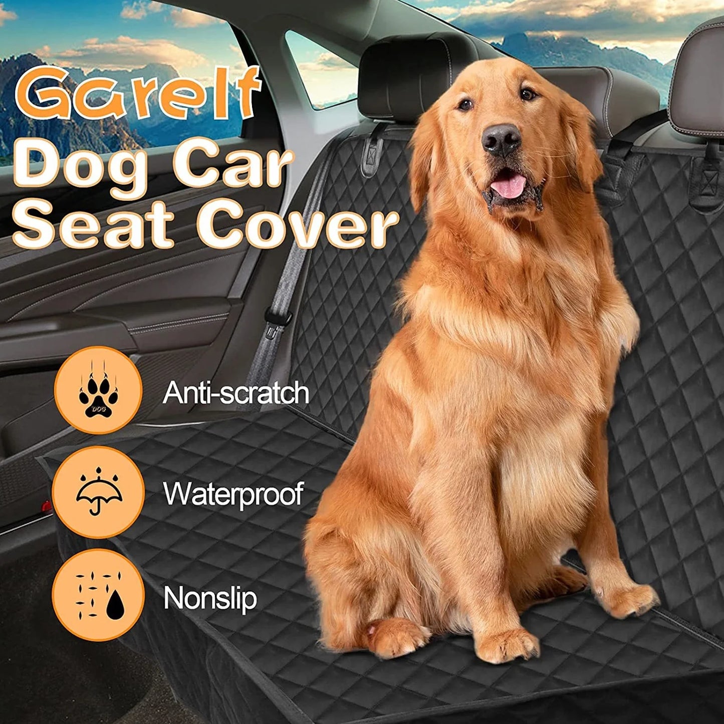Premium Waterproof Dog Car Seat Cover - Ultimate Back Seat Protector with Adjustable Seat Belts in Stylish Black