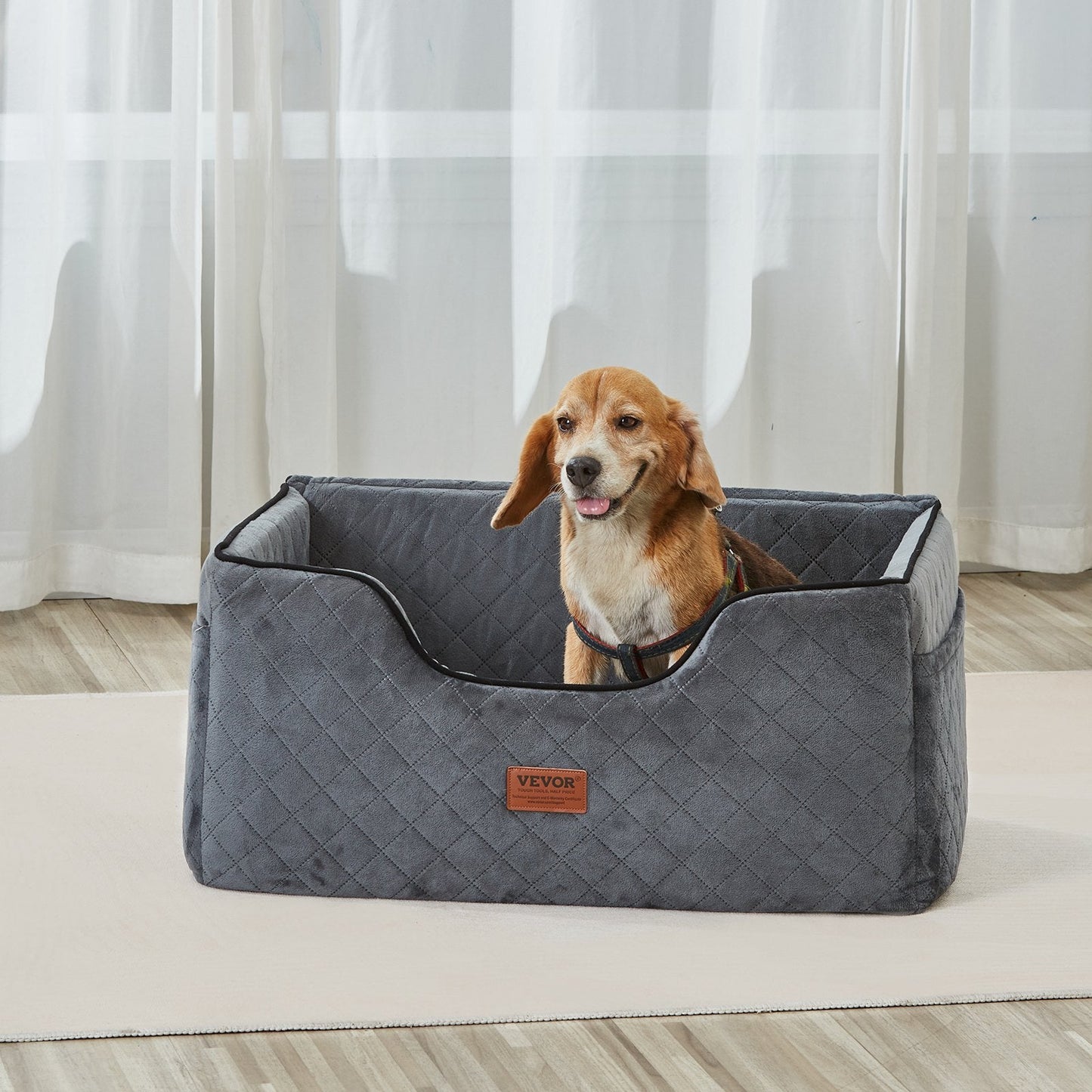 VEVOR Medium to Large Dog Car Seat Booster - Gray, Supports Pets Up to 55 lbs