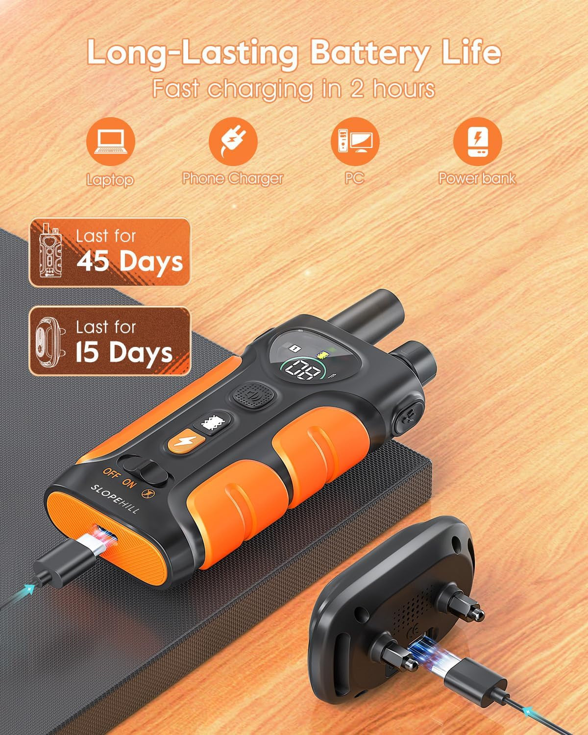 Advanced Professional Dog Training Collar with 4200Ft Remote Range, IPX8 Waterproof E-Collar Featuring Beep, Vibration, Shock, Flash Light, and No Shock Mode for All Dog Breeds - Orange
