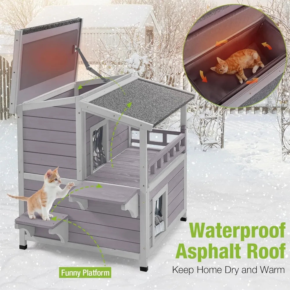 Premium Insulated Outdoor Cat Shelter with Heated Waterproof Design for Winter Use with Feral Cats