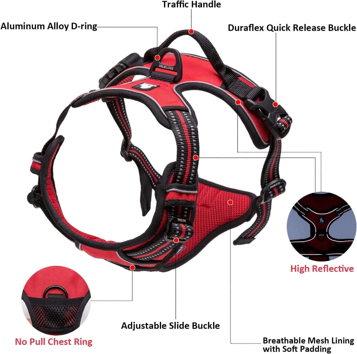 Truelove TLH5651 Reflective Adjustable No-Pull Dog Harness - Comfortable Control Vest in Grass Green, Size XS