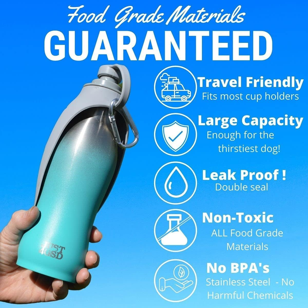 Premium Stainless Steel Portable Dog Water Bottle - 20 OZ Leak-Proof Design for Outdoor Adventures and Travel, BPA-Free