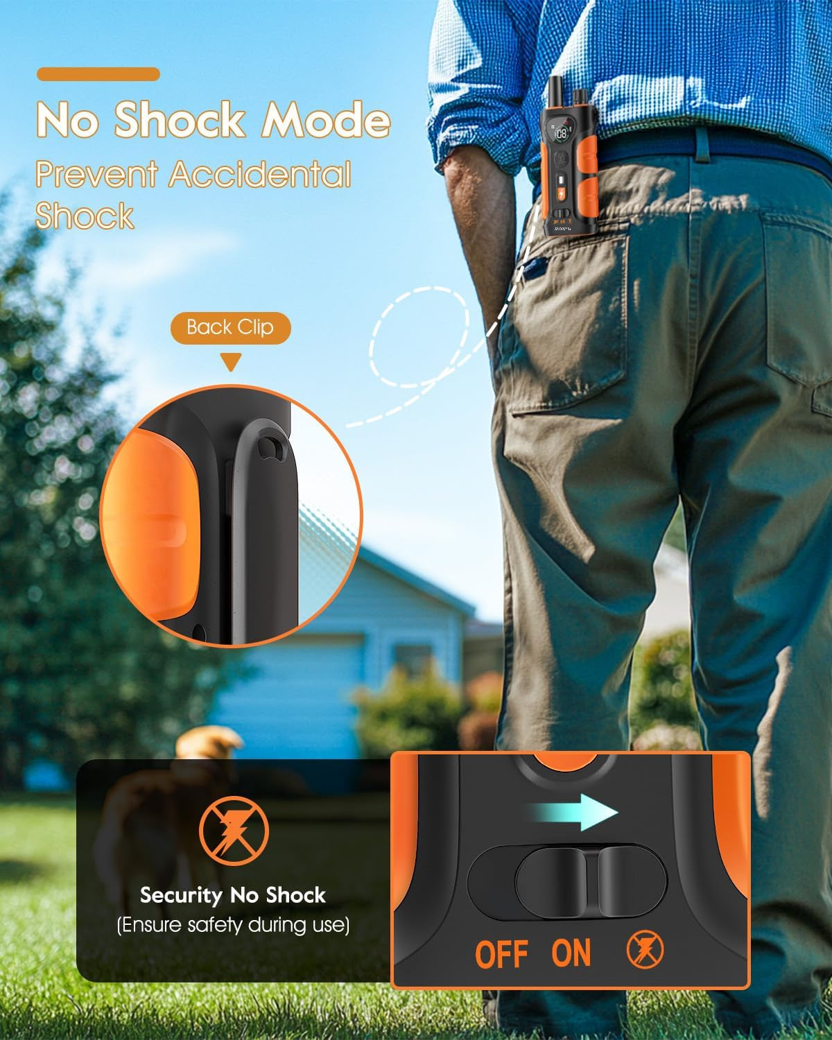 Advanced Professional Dog Training Collar with 4200Ft Remote Range, IPX8 Waterproof E-Collar Featuring Beep, Vibration, Shock, Flash Light, and No Shock Mode for All Dog Breeds - Orange