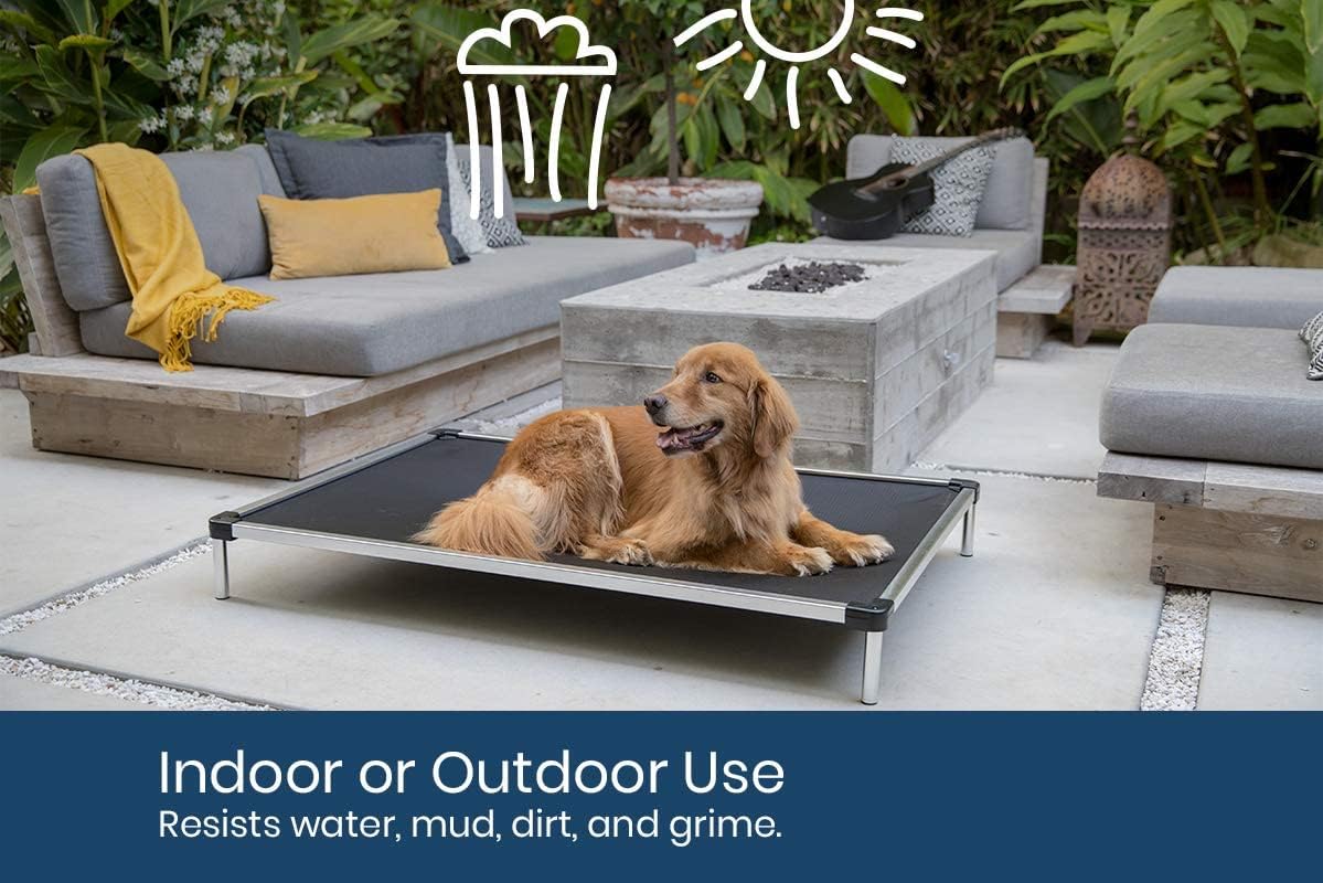 Indestructible Chew Proof Elevated Dog Bed - Designed for Aggressive Chewers, Pre-Assembled with Durable Ripstop Fabric, Large Size in Blue Quartz