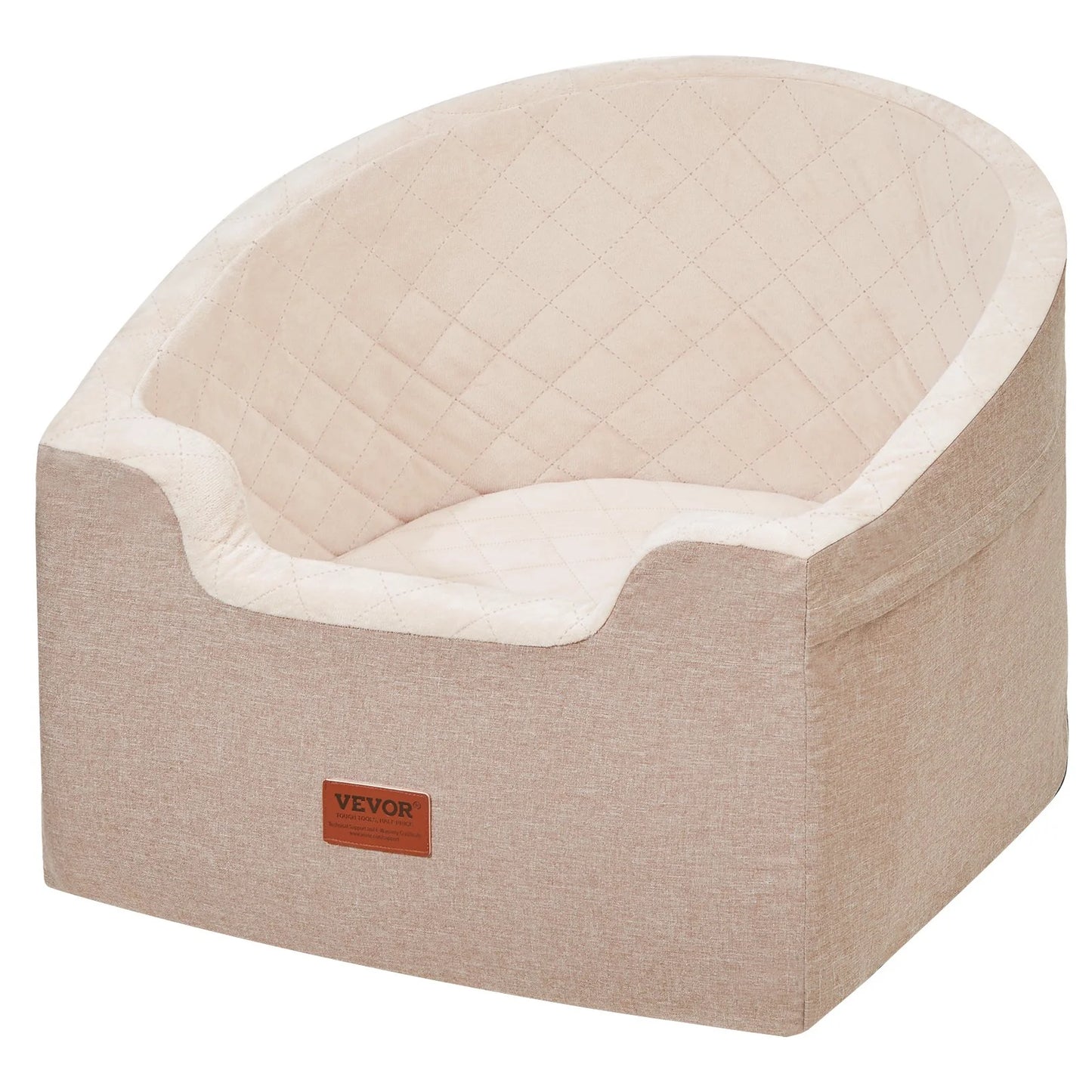 VEVOR Pet Car Seat Booster for Small to Medium Dogs (up to 55 lbs) - Brown
