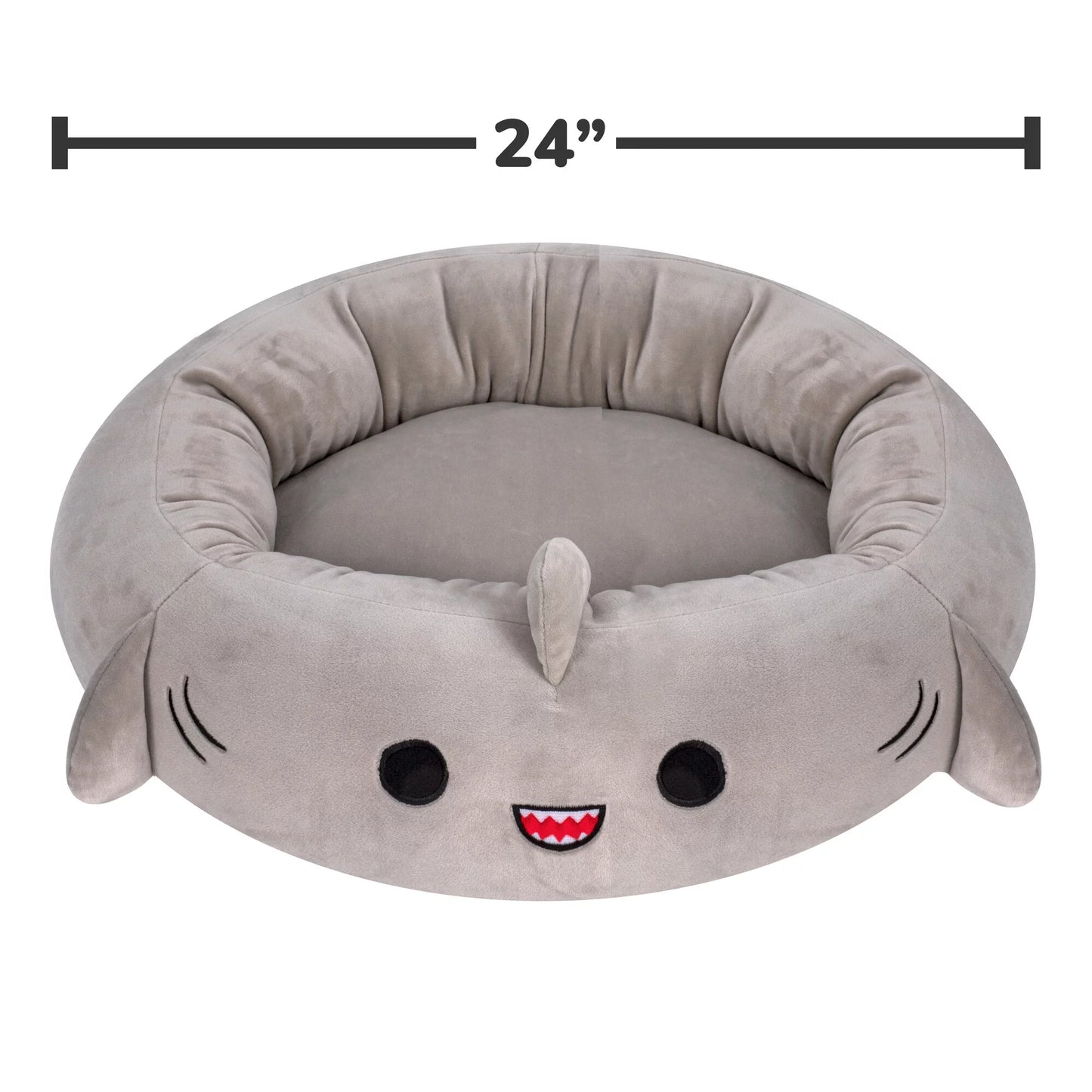 Snuggle Up in Style with the 24-Inch Gray Shark Ultra Soft Plush Pet Bed for Dogs and Cats