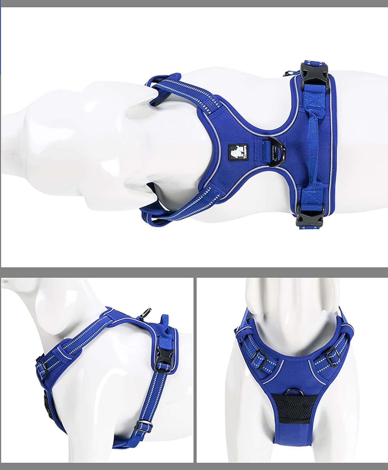 Truelove TLH5651 Adjustable No-Pull Dog Harness with Reflective Vest for Enhanced Control and Comfort - Royal Blue, Medium Size