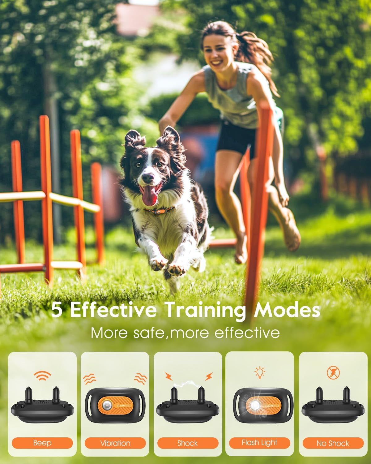 Advanced Professional Dog Training Collar with 4200Ft Remote Range, IPX8 Waterproof E-Collar Featuring Beep, Vibration, Shock, Flash Light, and No Shock Mode for All Dog Breeds - Orange