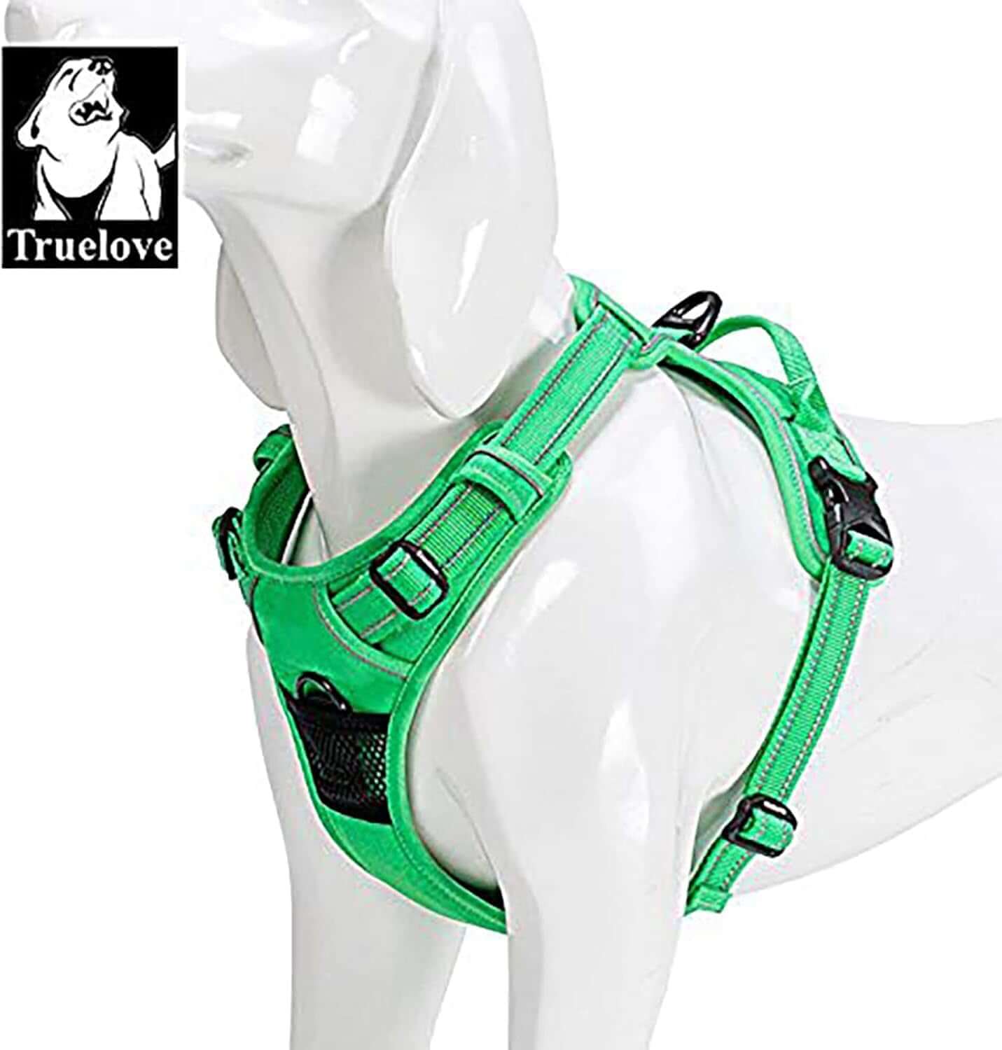 Truelove TLH5651 Reflective Adjustable No-Pull Dog Harness - Comfortable Control Vest in Grass Green, Size XS