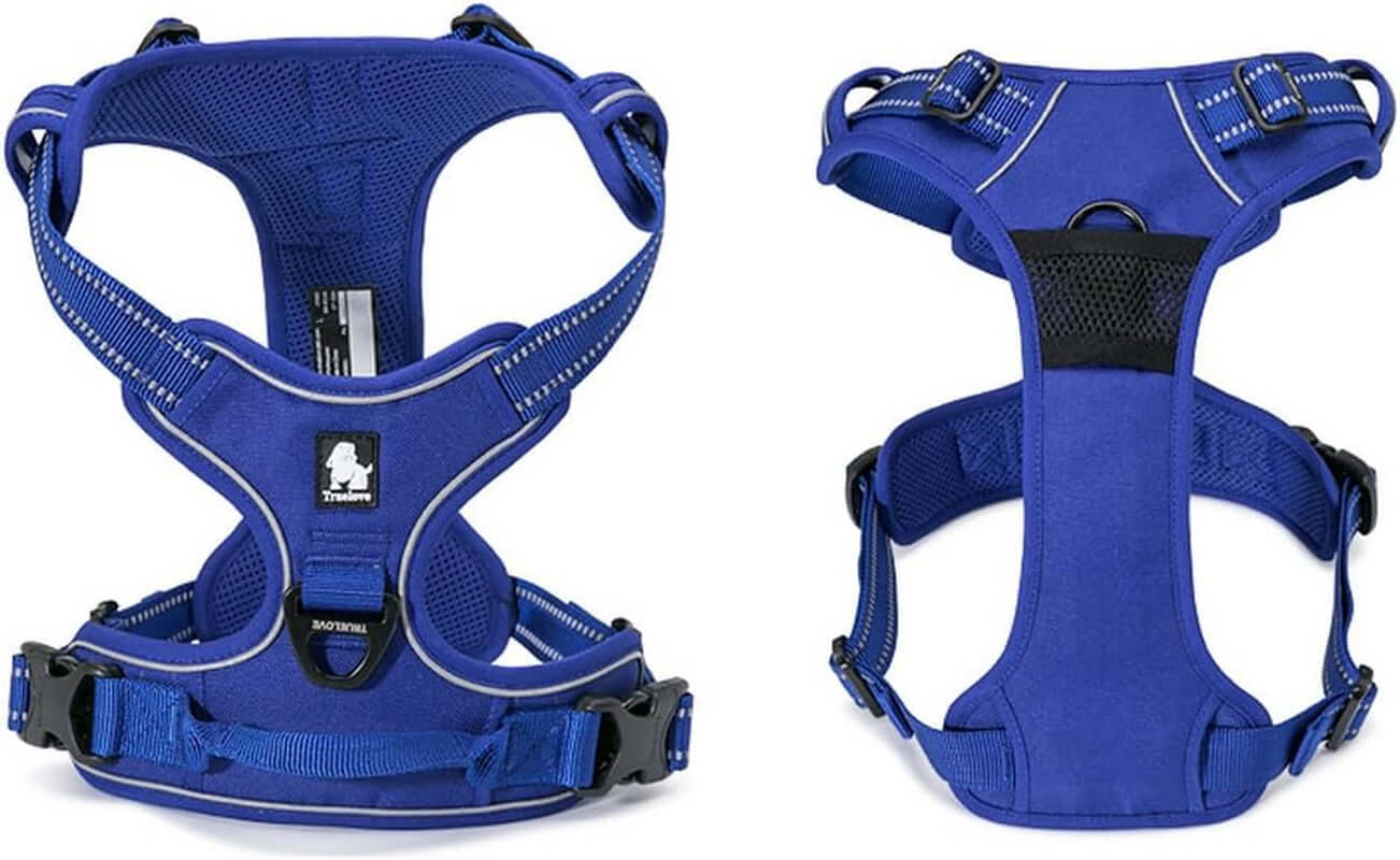 Truelove TLH5651 Adjustable No-Pull Dog Harness with Reflective Vest for Enhanced Control and Comfort - Royal Blue, Medium Size