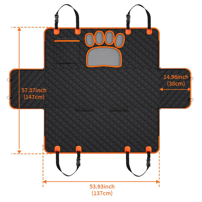 Waterproof Car Seat Cover with Visual Mesh Window and Side Zipper for Dogs and Cats - Travel Mat Hammock for Pet Carriers