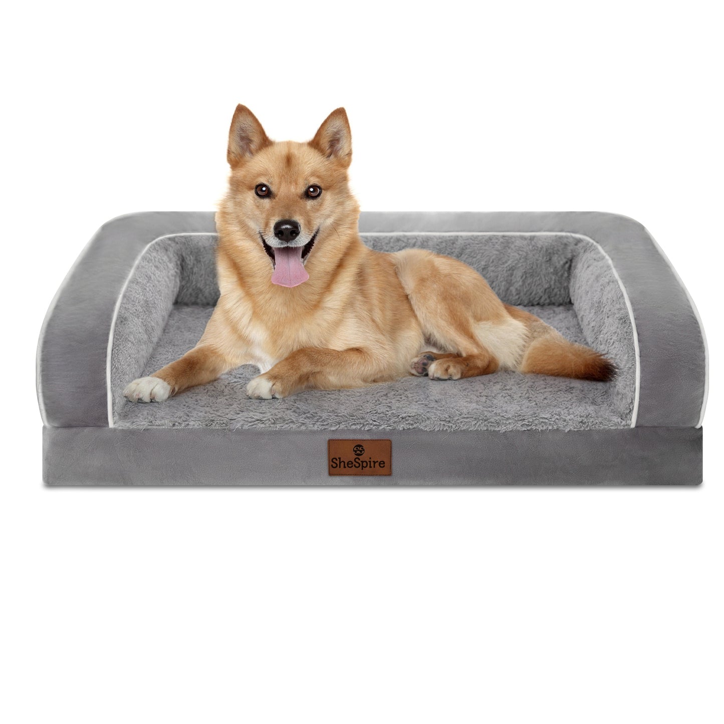 Elevate Your Pet's Comfort with the Gray Orthopedic Memory Foam Bolster Dog Bed - Perfect for Large Dogs