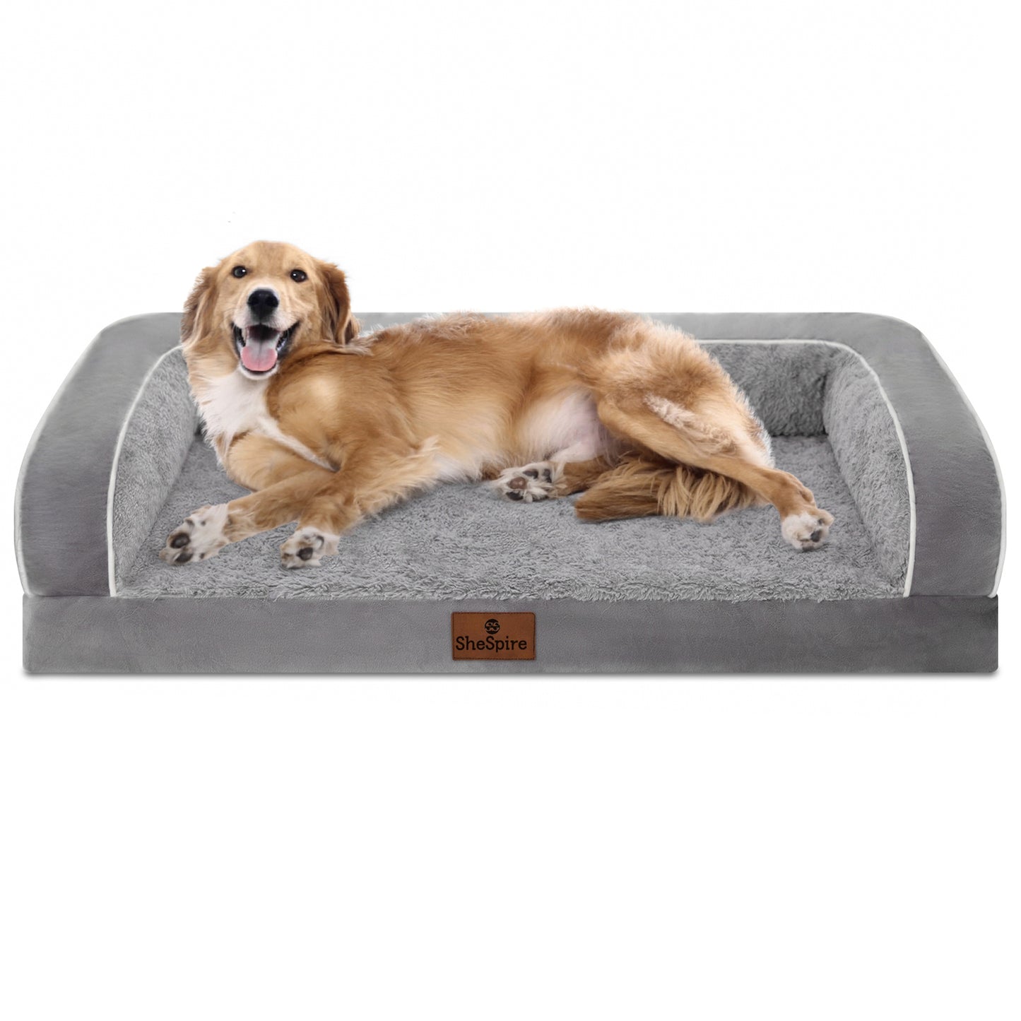 Elevate Your Pet's Comfort with the Gray Orthopedic Memory Foam Bolster Dog Bed - Perfect for Large Dogs