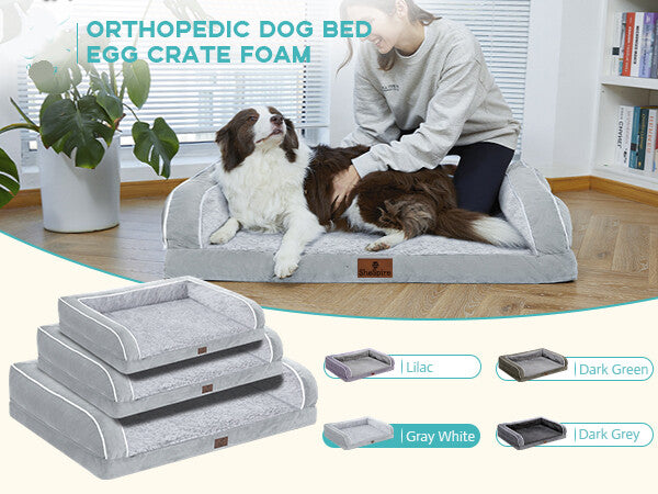 Elevate Your Pet's Comfort with the Gray Orthopedic Memory Foam Bolster Dog Bed - Perfect for Large Dogs