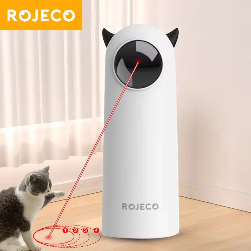 Cat playing with the Rojeco Smart LED Laser Cat Toy