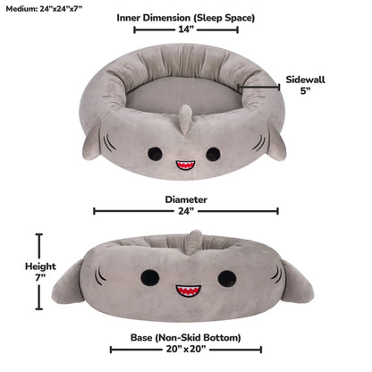 Snuggle Up in Style with the 24-Inch Gray Shark Ultra Soft Plush Pet Bed for Dogs and Cats