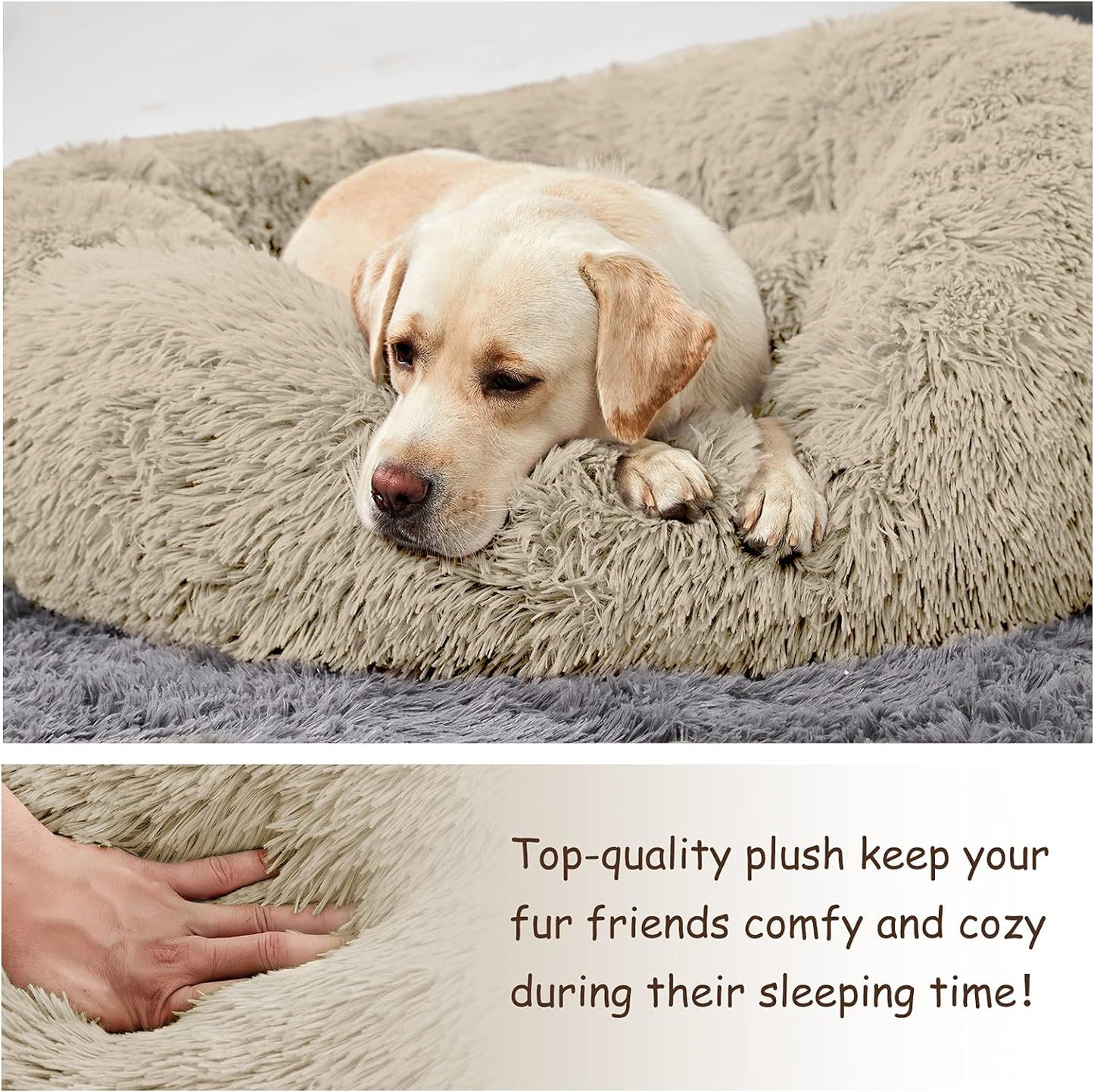 Luxurious Washable Round Dog Bed - Comfy Calming Cuddler for Medium Dogs