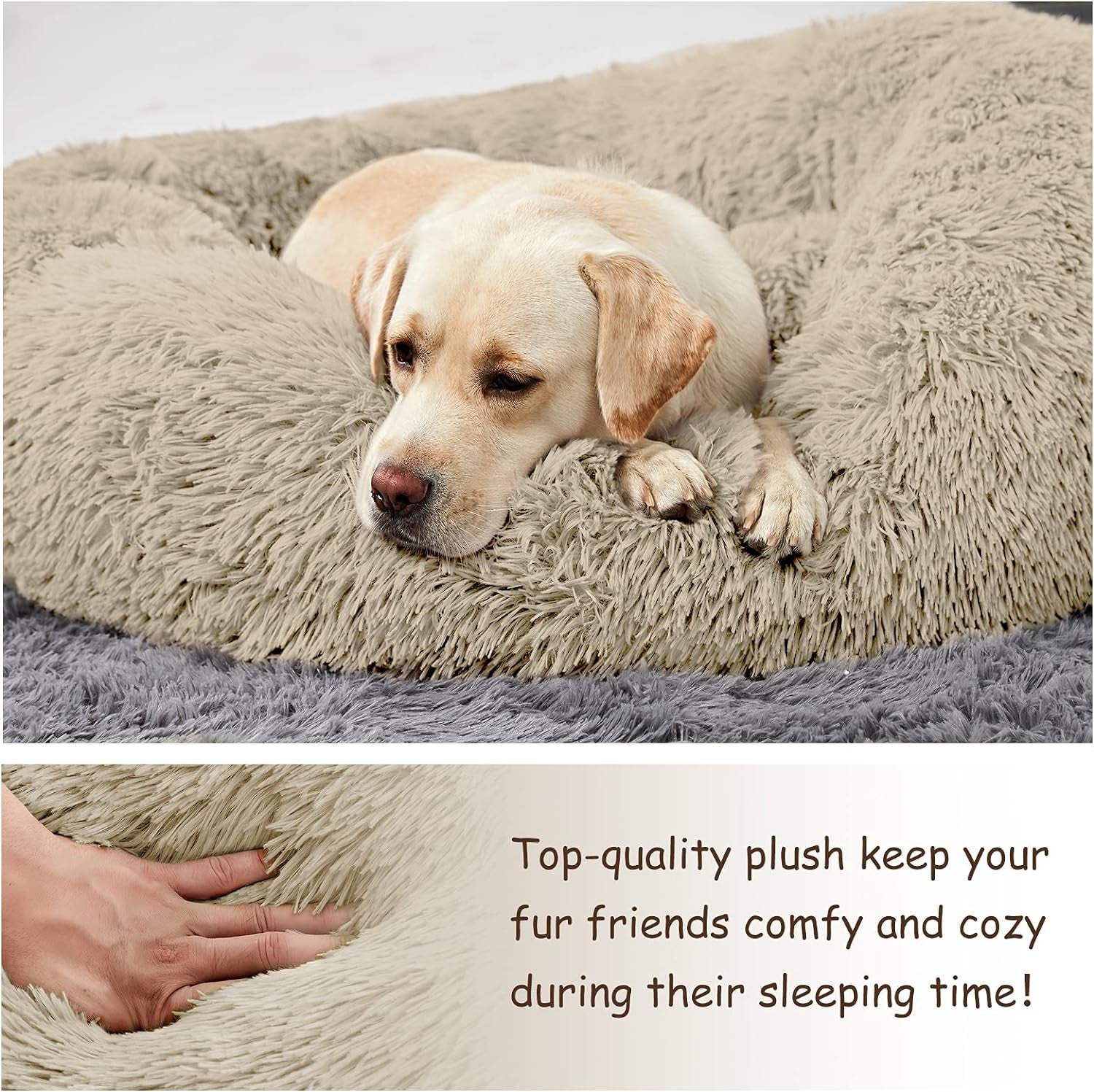Luxurious Washable Round Dog Bed - Comfy Calming Cuddler for Medium Dogs