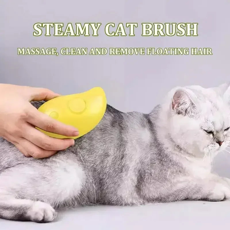 Revitalize Your Pet's Grooming Routine with the 3-in-1 Cat & Dog Steamy Brush - Electric Sprayer for Comfortable Massages and Effortless Shedding!