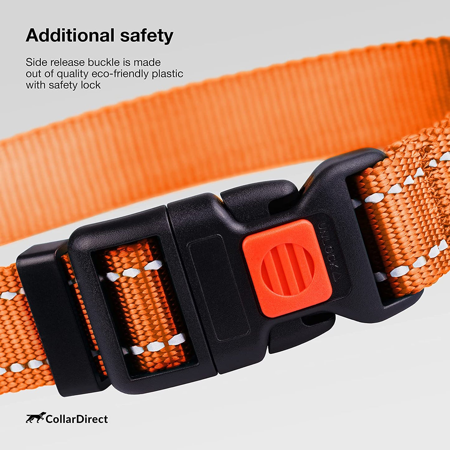 Reflective Nylon Dog Collar with Quick Release Buckle - Ideal for Active Dogs of All Sizes (10-13 Inch, Vibrant Orange)
