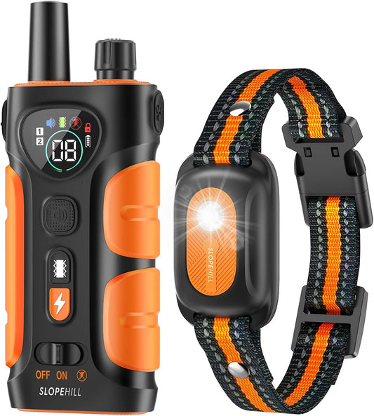 Advanced Professional Dog Training Collar with 4200Ft Remote Range, IPX8 Waterproof E-Collar Featuring Beep, Vibration, Shock, Flash Light, and No Shock Mode for All Dog Breeds - Orange
