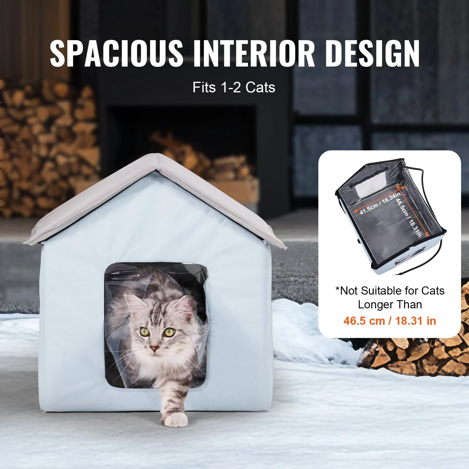 VEVOR Portable Heated Cat Shelter with Heating Pad - Compact Blue Design