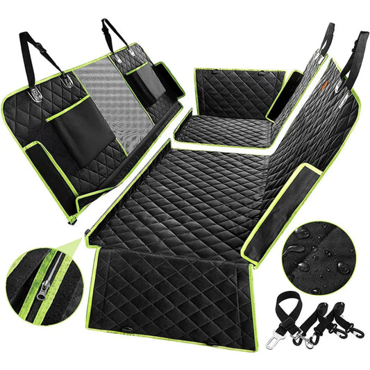 Enhanced 6-in-1 Waterproof Dog Car Seat Cover for Back Seat, Non-Slip Hammock Design for Cars, Trucks, and SUVs