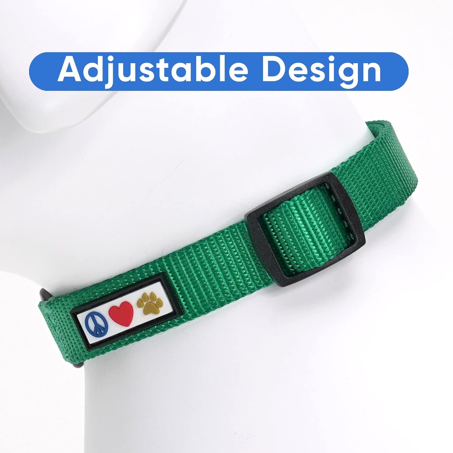 Durable Lush Green Heavy-Duty Adjustable Dog Collar for Large Breeds - Waterproof with Quick-Release Buckle