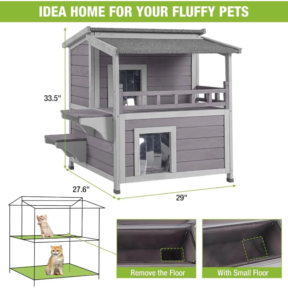 Premium Insulated Outdoor Cat Shelter with Heated Waterproof Design for Winter Use with Feral Cats