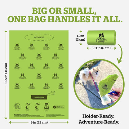 Pogi's Eco-Friendly Extra-Large Compostable Dog Waste Bags – Durable, Leak-Proof, Plant-Based – 135 Count for Sustainable Pet Waste Management