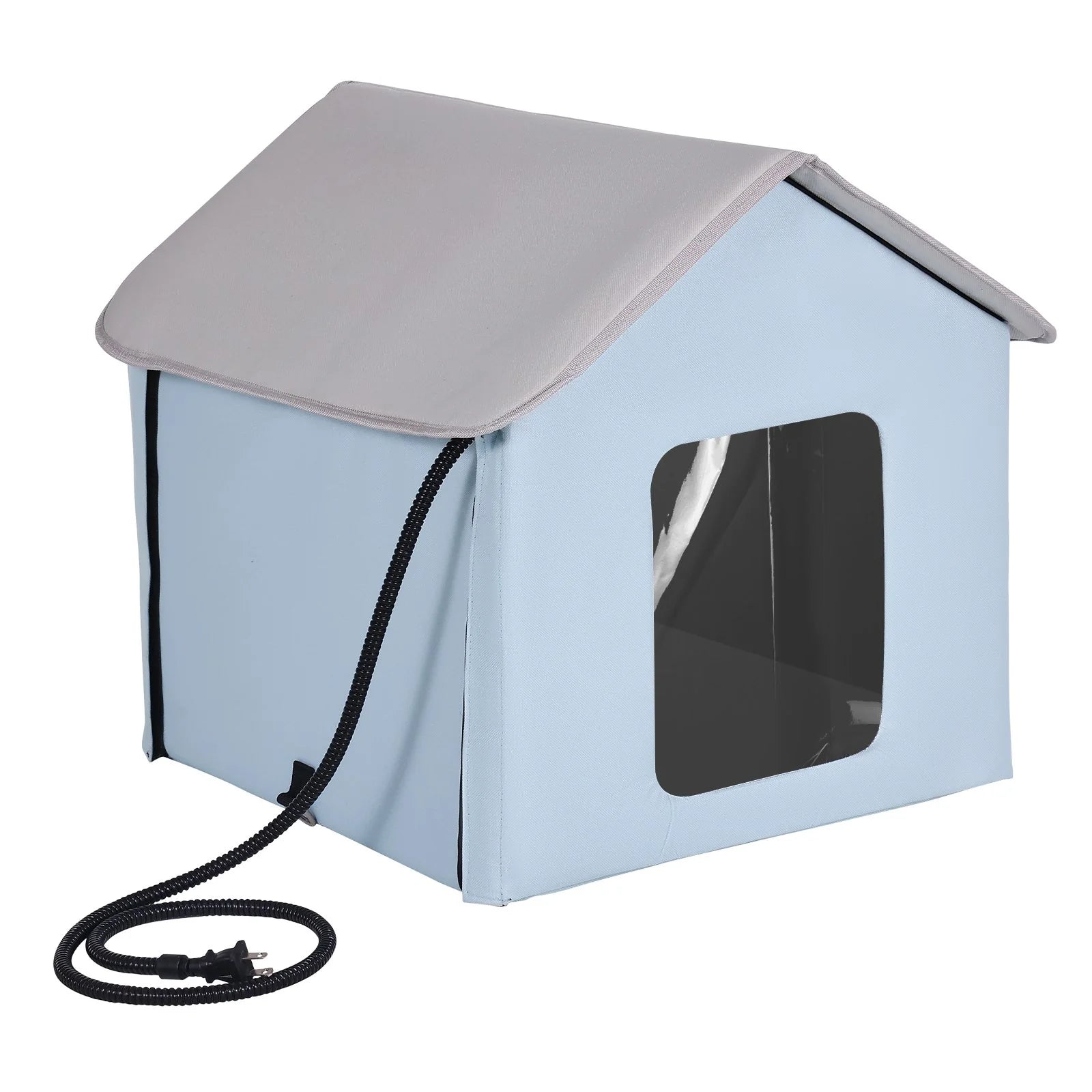 VEVOR Portable Heated Cat Shelter with Heating Pad - Compact Blue Design