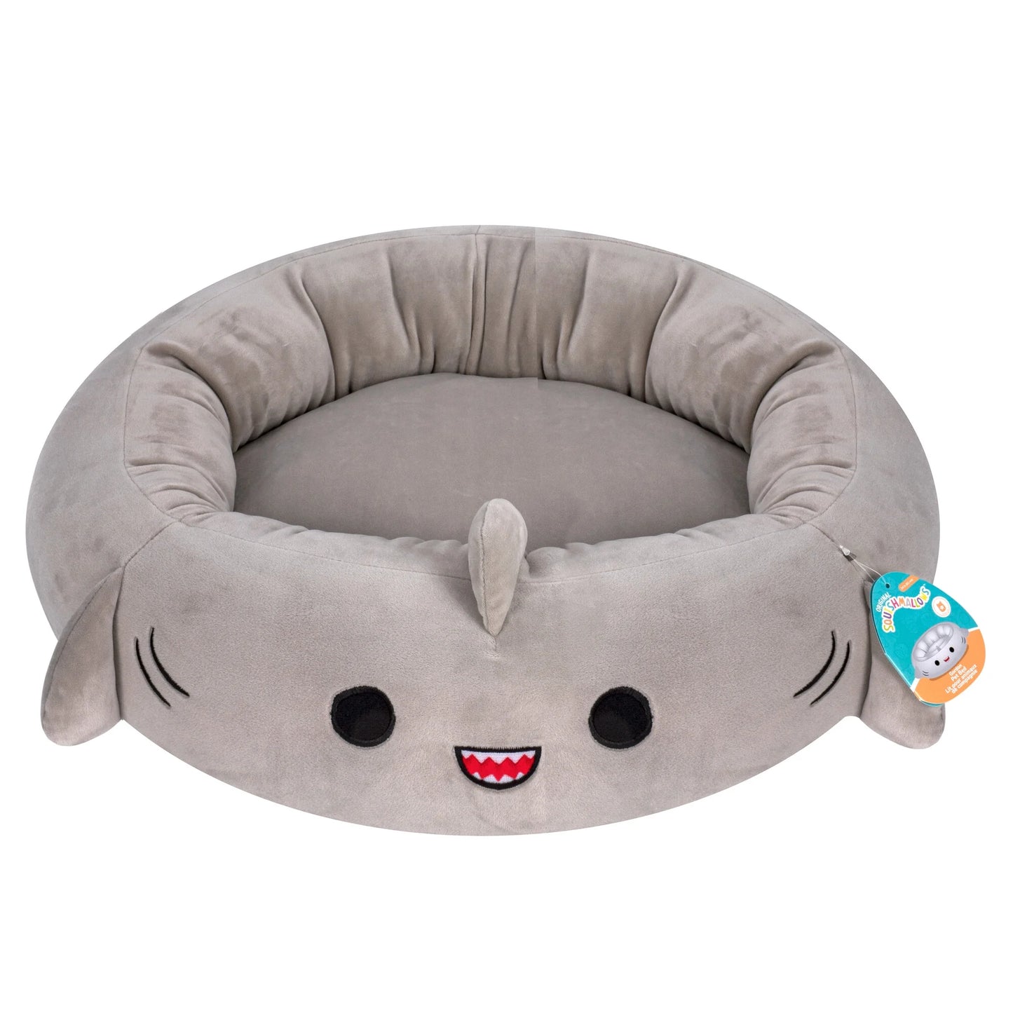 Snuggle Up in Style with the 24-Inch Gray Shark Ultra Soft Plush Pet Bed for Dogs and Cats