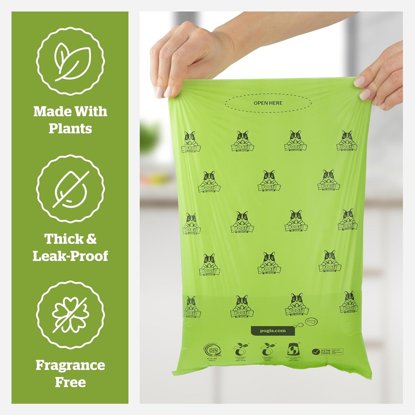 Pogi's Eco-Friendly Extra-Large Compostable Dog Waste Bags – Durable, Leak-Proof, Plant-Based – 135 Count for Sustainable Pet Waste Management