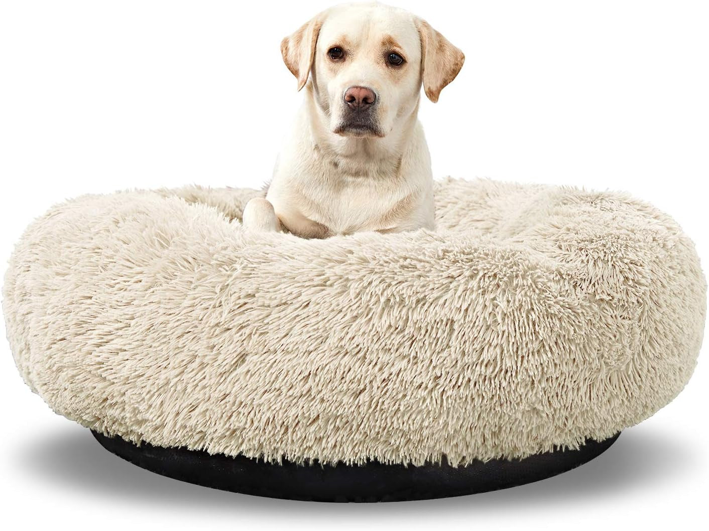 Luxurious Washable Round Dog Bed - Comfy Calming Cuddler for Medium Dogs