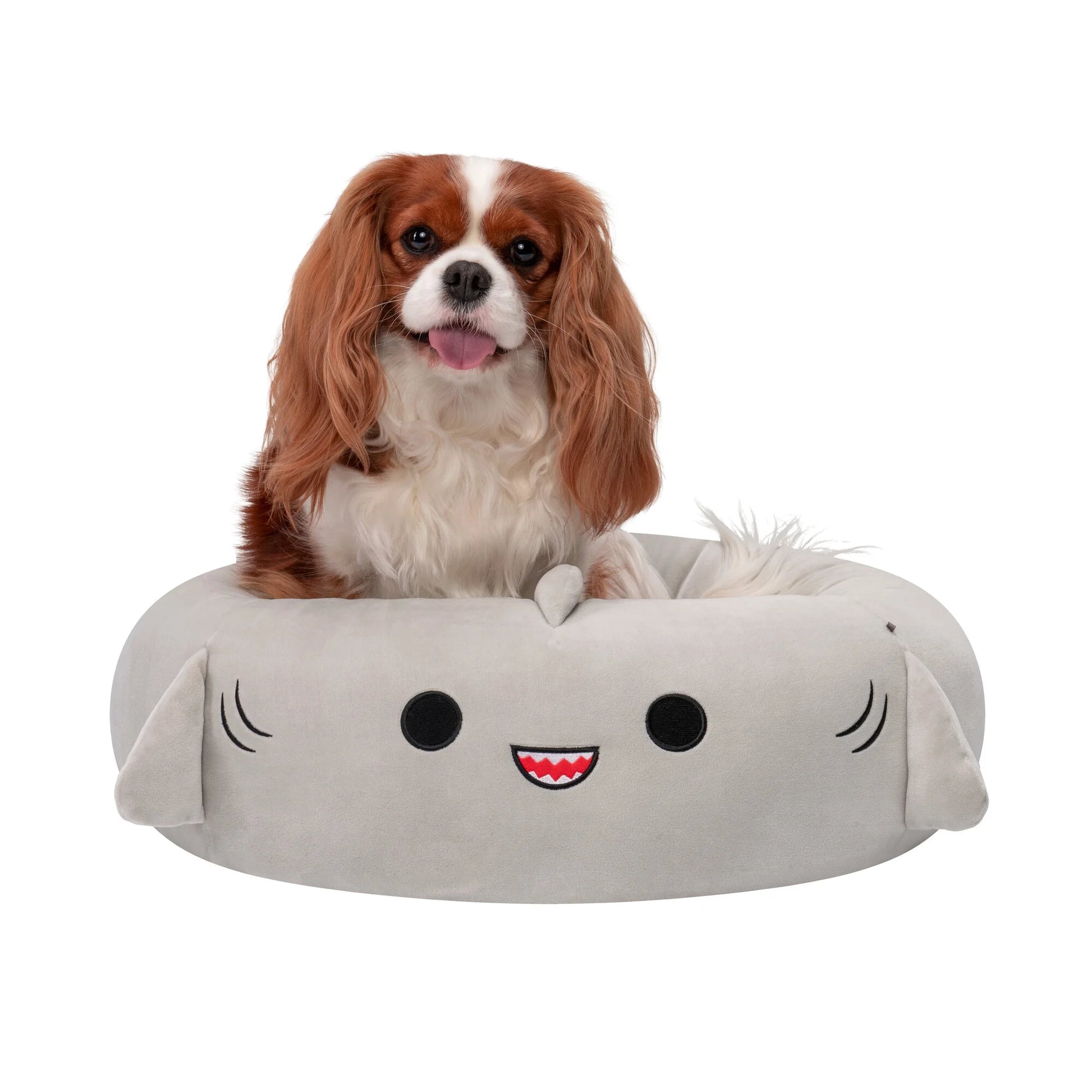 Snuggle Up in Style with the 24-Inch Gray Shark Ultra Soft Plush Pet Bed for Dogs and Cats