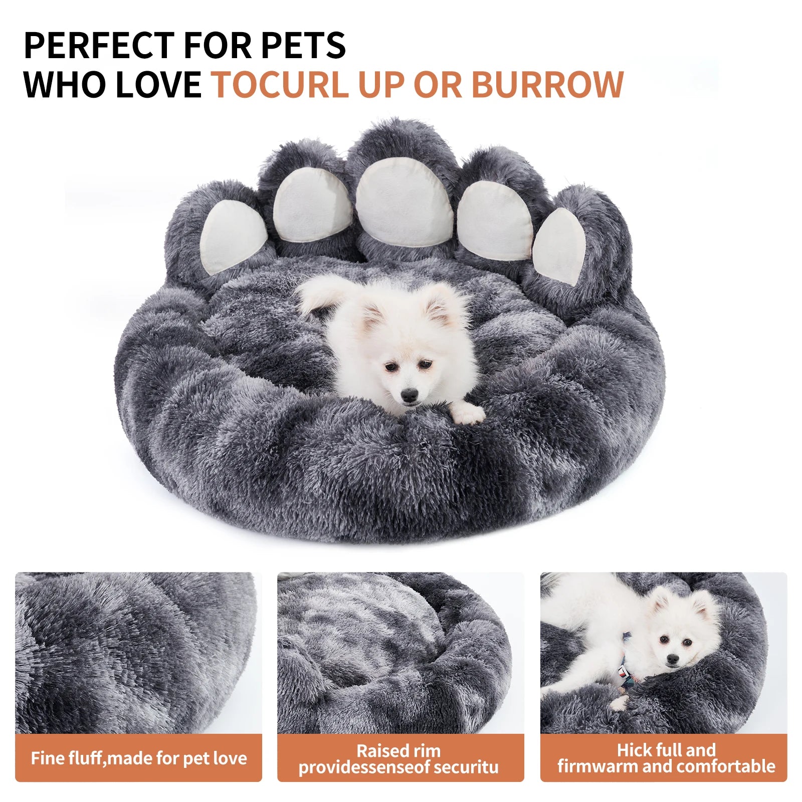 Luxurious Paw-Shaped Cozy Dog Bed Cushion for Optimal Comfort and Warmth for Dogs and Cats
