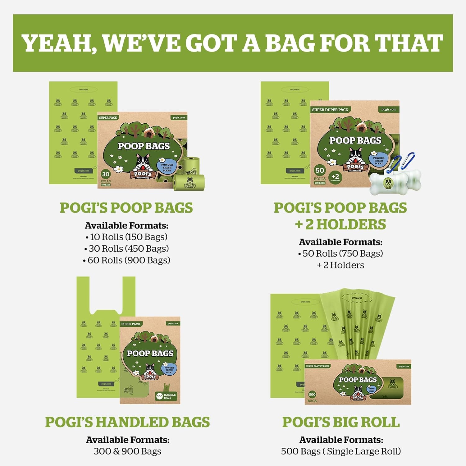Pogi's Extra-Thick Leak-Proof Dog Waste Bags with Easy-Tie Handles – 900 Count of Fresh Scented Convenience for All Dog Sizes