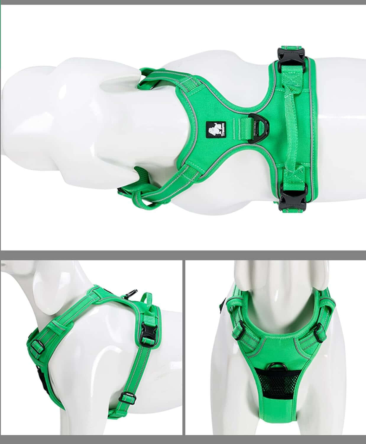 Truelove TLH5651 Reflective Adjustable No-Pull Dog Harness - Comfortable Control Vest in Grass Green, Size XS