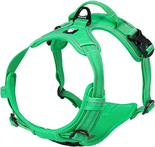 Adjustable No-Pull Reflective Dog Harness - Comfortable Control Vest in Grass Green, Large Size (Model TLH5651)