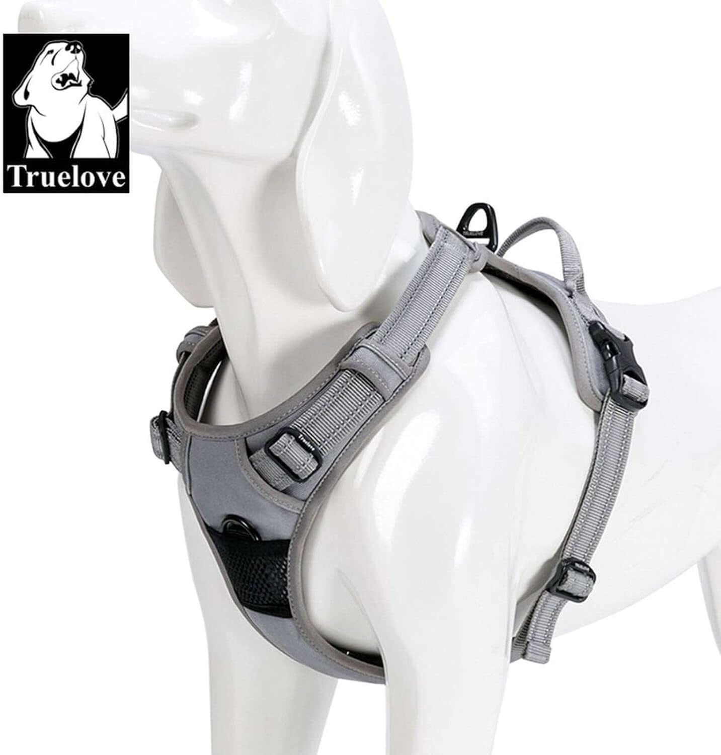 Adjustable Reflective No-Pull Dog Harness - Gray Comfort Control Vest, Size XL