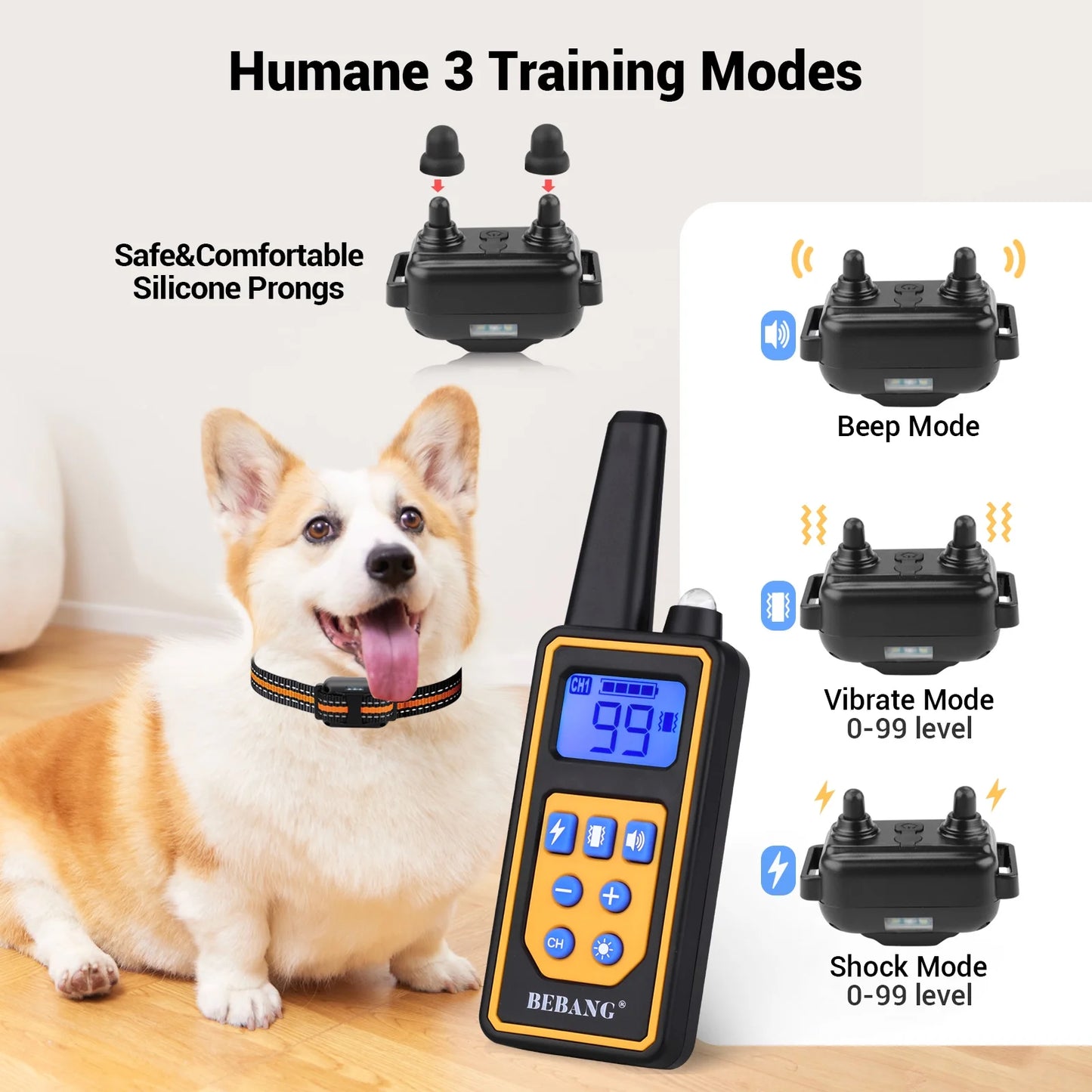 2600FT Remote Dog Training Collar - Waterproof, Rechargeable, and Versatile Training Modes for Dogs of All Sizes