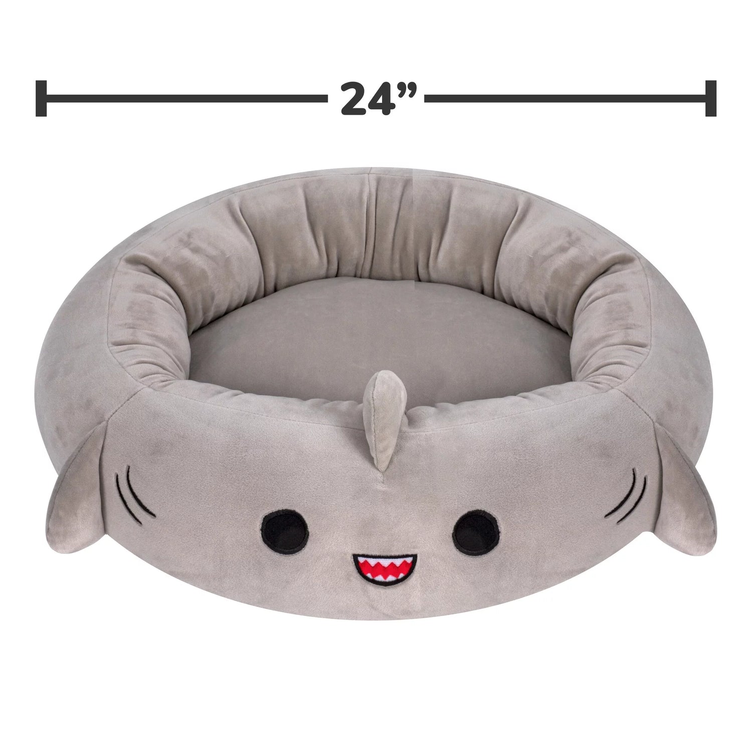 Snuggle Up in Style with the 24-Inch Gray Shark Ultra Soft Plush Pet Bed for Dogs and Cats