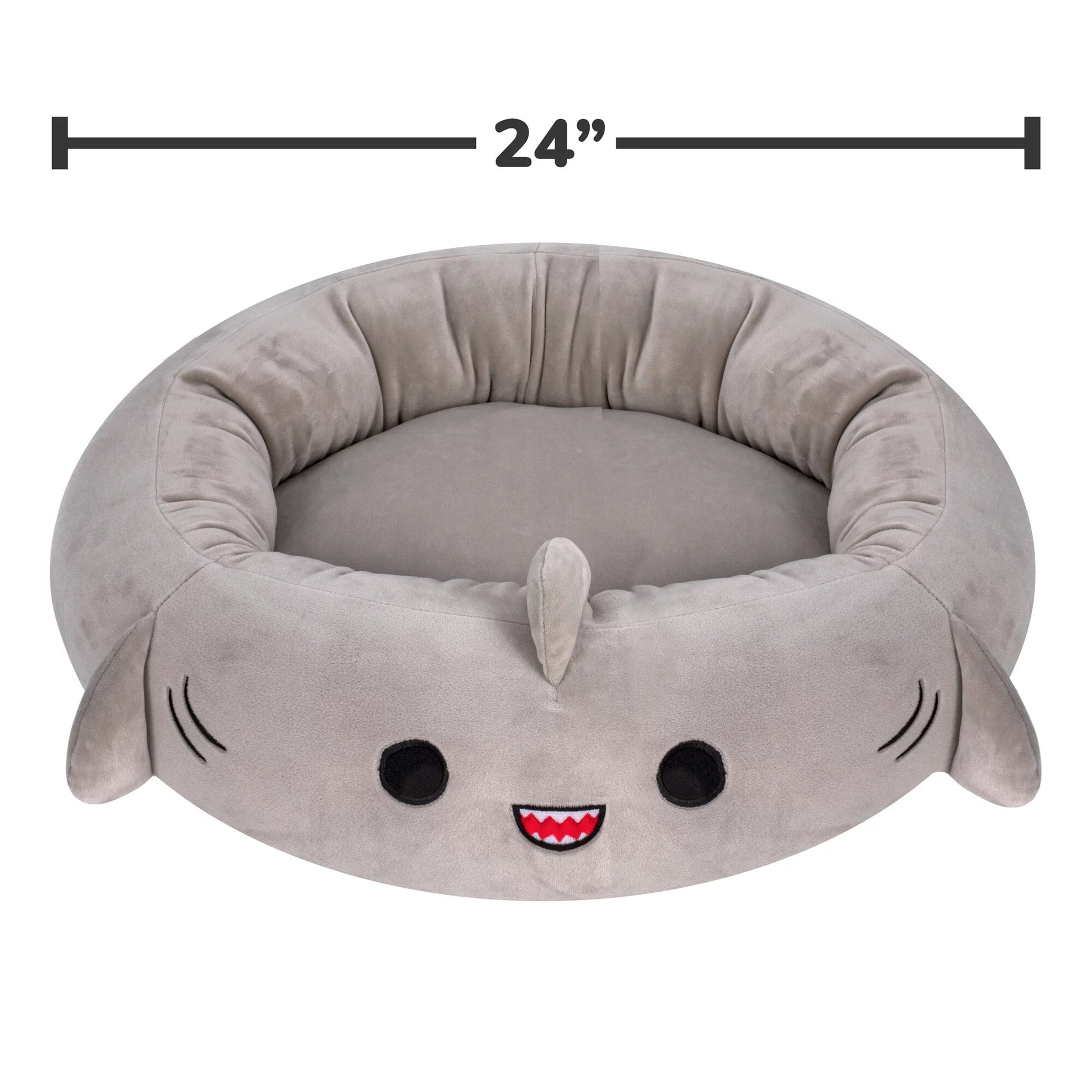 Snuggle Up in Style with the 24-Inch Gray Shark Ultra Soft Plush Pet Bed for Dogs and Cats