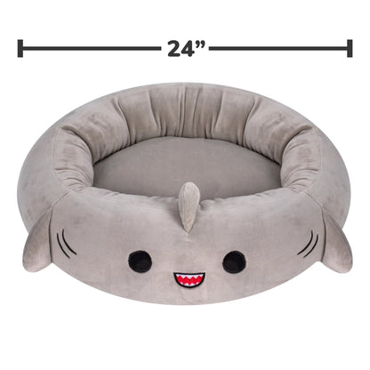 Snuggle Up in Style with the 24-Inch Gray Shark Ultra Soft Plush Pet Bed for Dogs and Cats