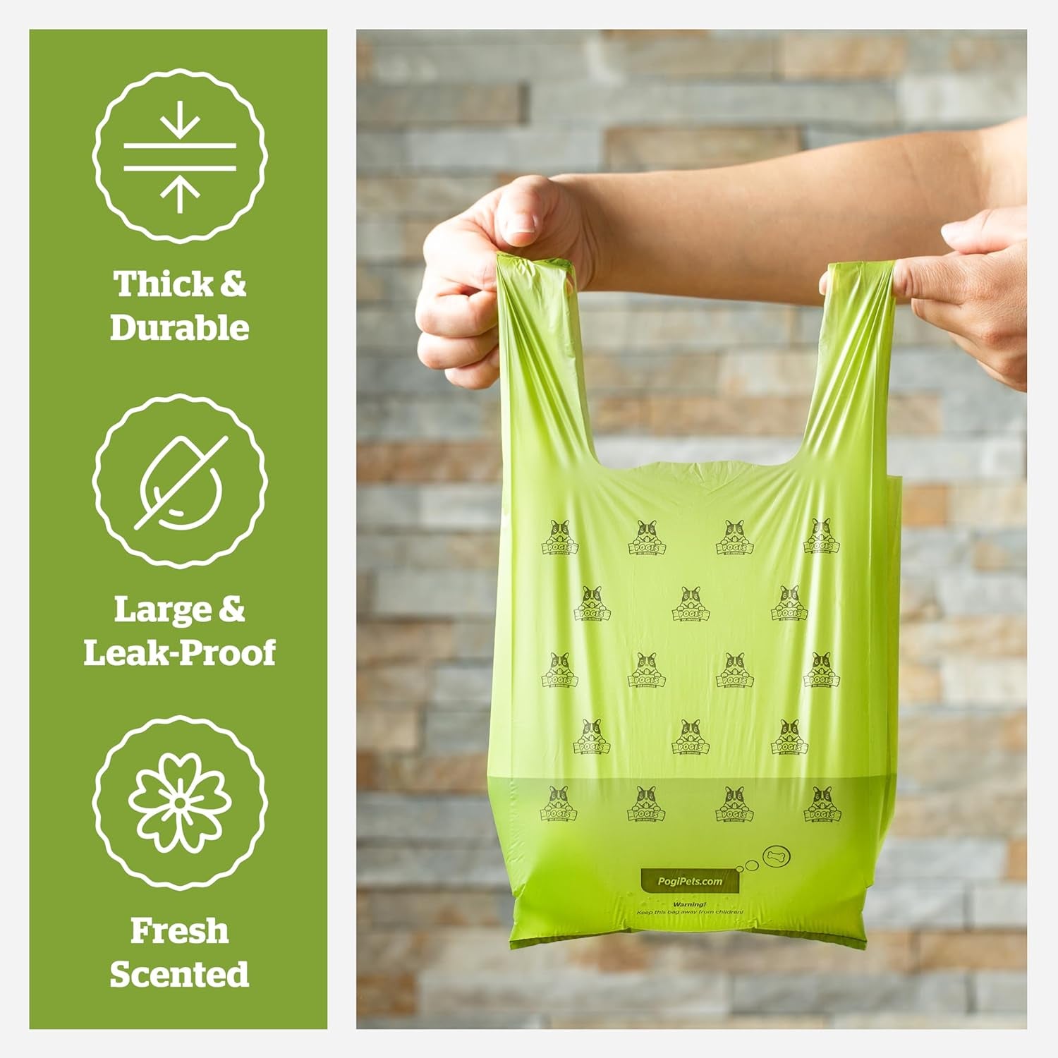 Pogi's Extra-Thick Leak-Proof Dog Waste Bags with Easy-Tie Handles – 900 Count of Fresh Scented Convenience for All Dog Sizes